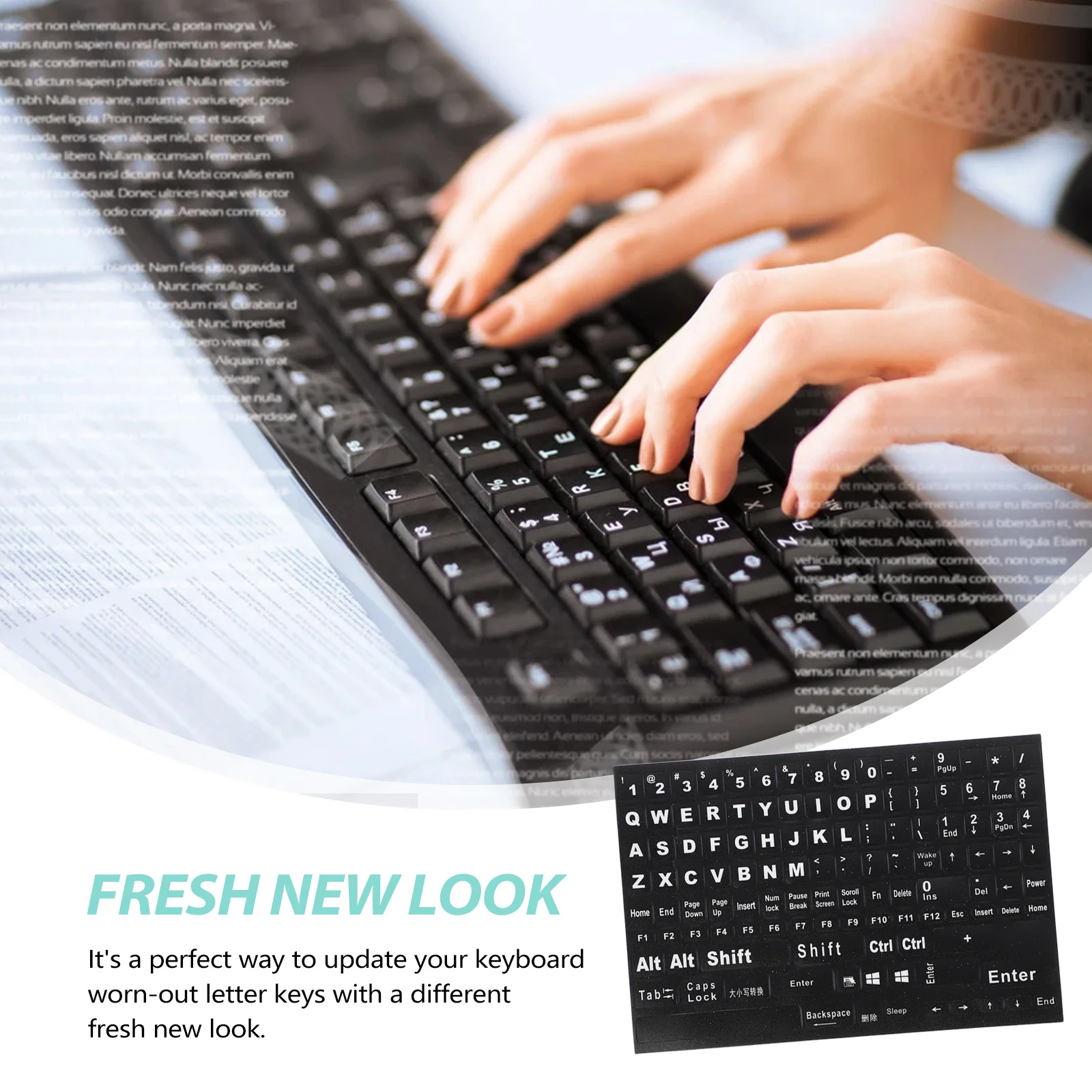

Universal Keyboard Stickers for Computer Laptop 1 Sheet English Letter Replacement Labels Keycap Film Language Accessories
