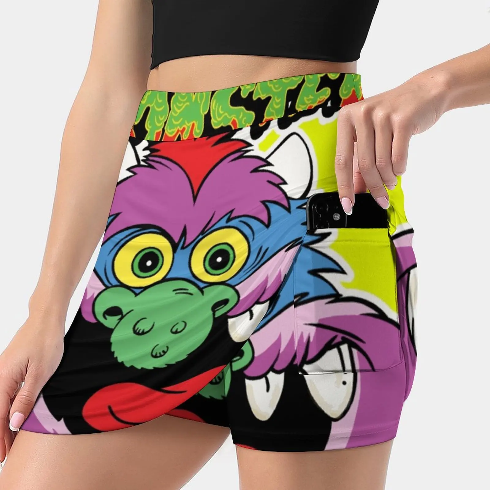 My Pet Monster Trending Fashion Skirt Summer Printed Women Sport Skirts Double-Layer Athletic My Pet Monster 80S Pet Monster