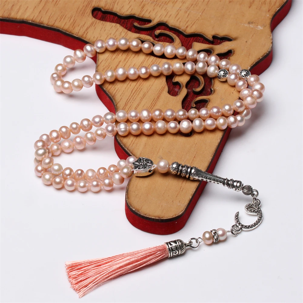 Women prayer beads 99 Natural Freshwater pearl Tasbih Muslim rosary gift Misbaha fashion Islamic jewelry tasbeeh