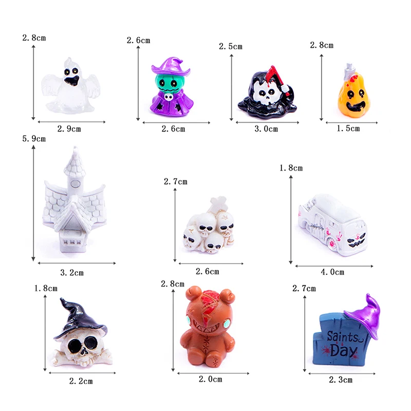 Halloween Ornament Micro Landscape Decoration Accessories Wizard Ghost Pumpkin Rabbit Bat Tree Magic House Resin Ornaments