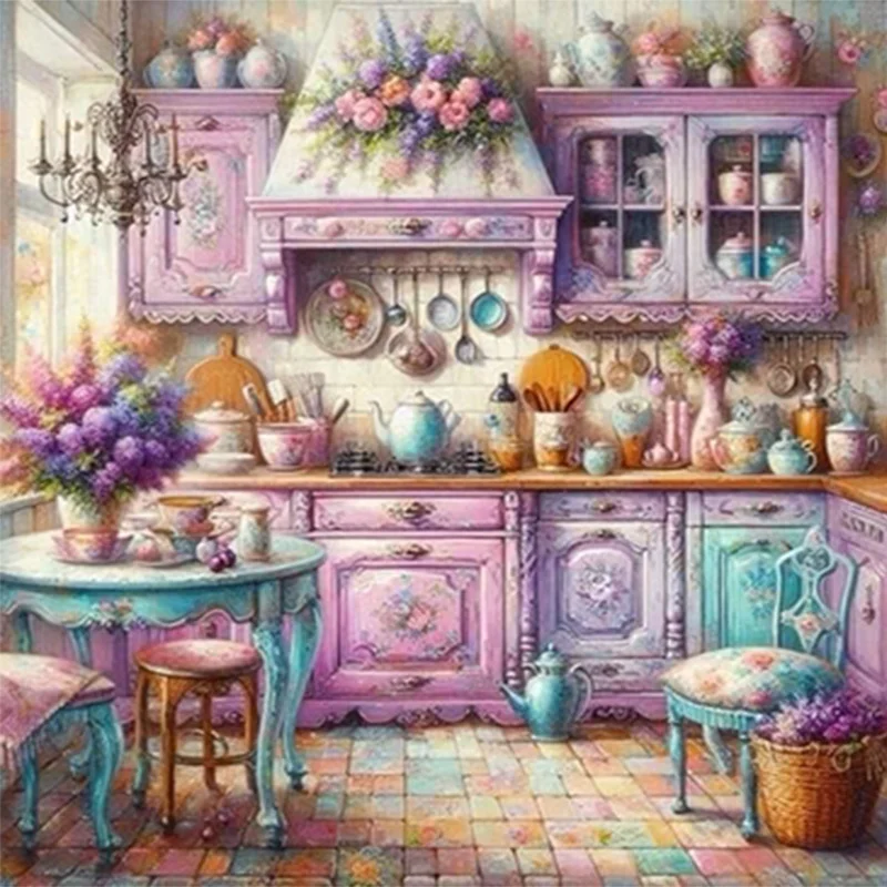 

Retro Kitchen Theme Jigsaw Puzzlefor Adults Challenging Family Activity Games for Gameroom Bedroom Livingroom Creative Gifts