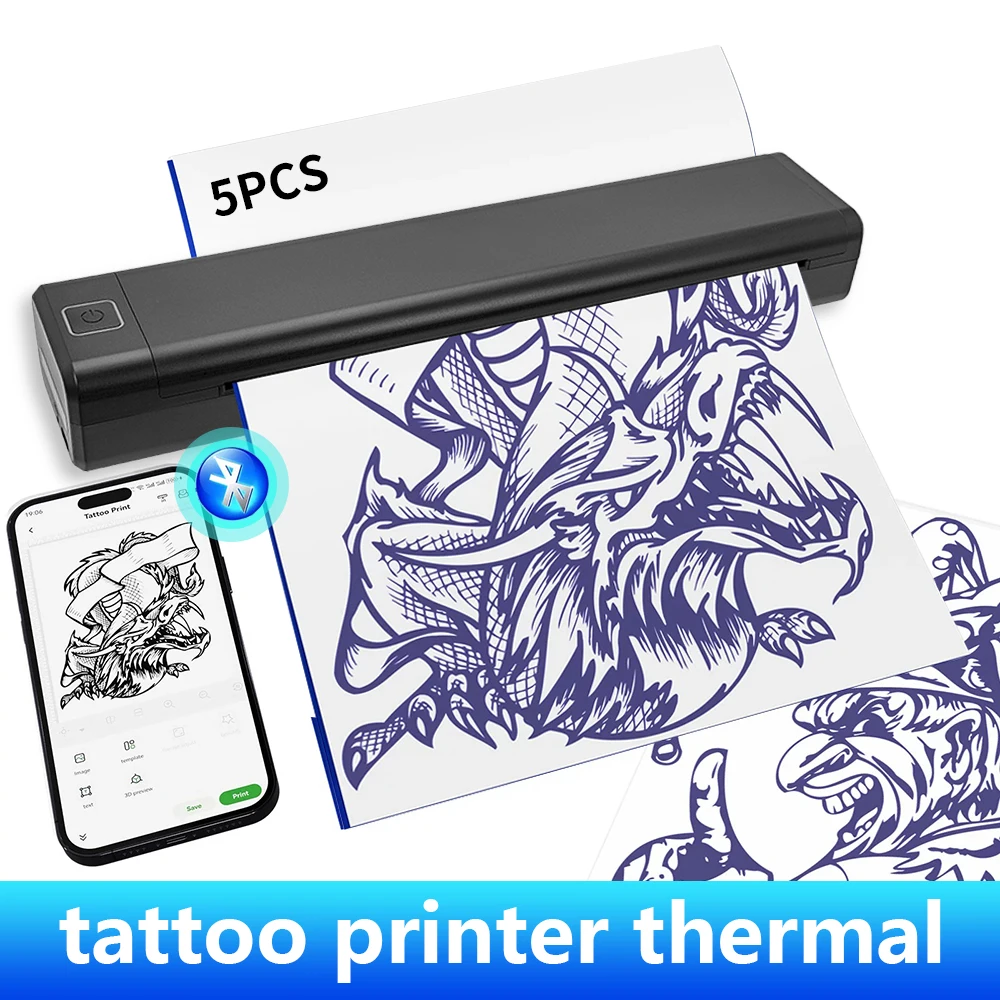 

A4 Wireless Thermal Tattoo Transfer Printer Kit Compatible with Phone&PC