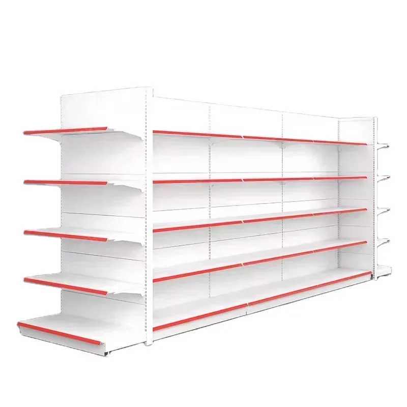 

Grocery Shop Double Sided Black Decoration Store Supermarket Shelves Gondola Bowls And Dishes Display Rack Container