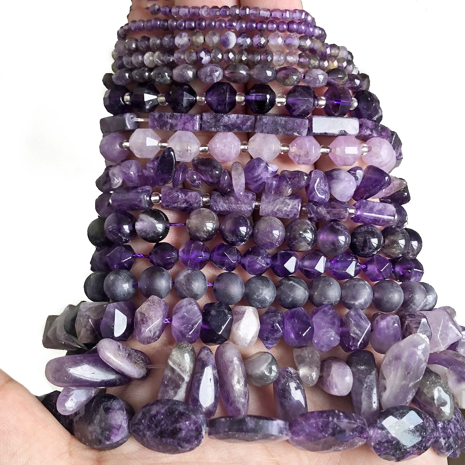 Natural Amethyst Stone Beads Charms Faceted Irregular Round Shape Beads For Jewelry Making Handmade Bracelet Beads Supplier