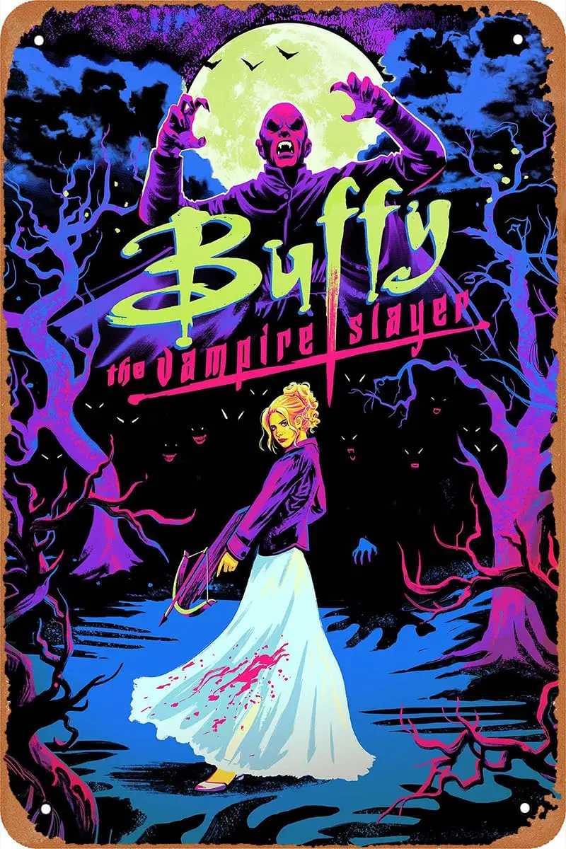 Buffy The Horror Movie Poster Retro Tin Sign Vintage Look Metal Sign for Cafe Bar Office Garage Home Wall Decor G sign
