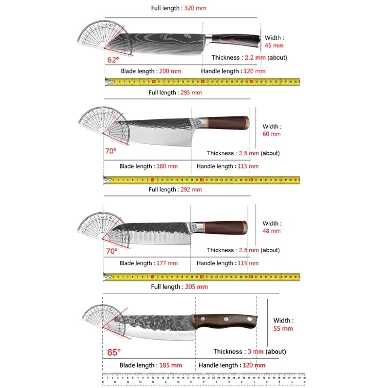 Hand Forged Chef Kitchen Knife Stainless Steel Wood Handle Multi‑Purpose Slicing Cleaver Knife for Meat Fruit Vegetable Cutting