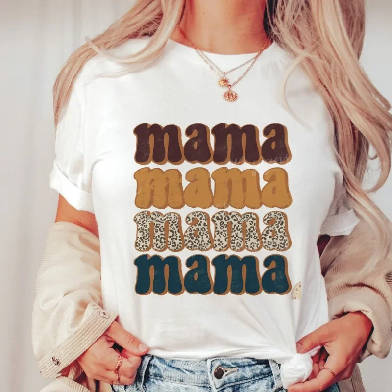 Mama Mother's Day Print Personality Pattern Round Neck Short Sleeve T-shirt Woman Graphic T Shirts  Aesthetic Clothes  Tops