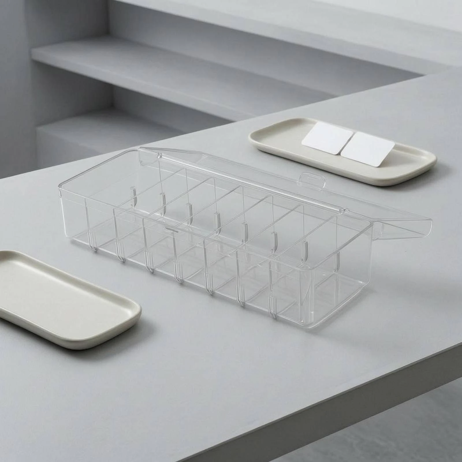 

Acrylic Card Storage Box 7 Divider Boards Clear-Lid Card Box Removable Dividers