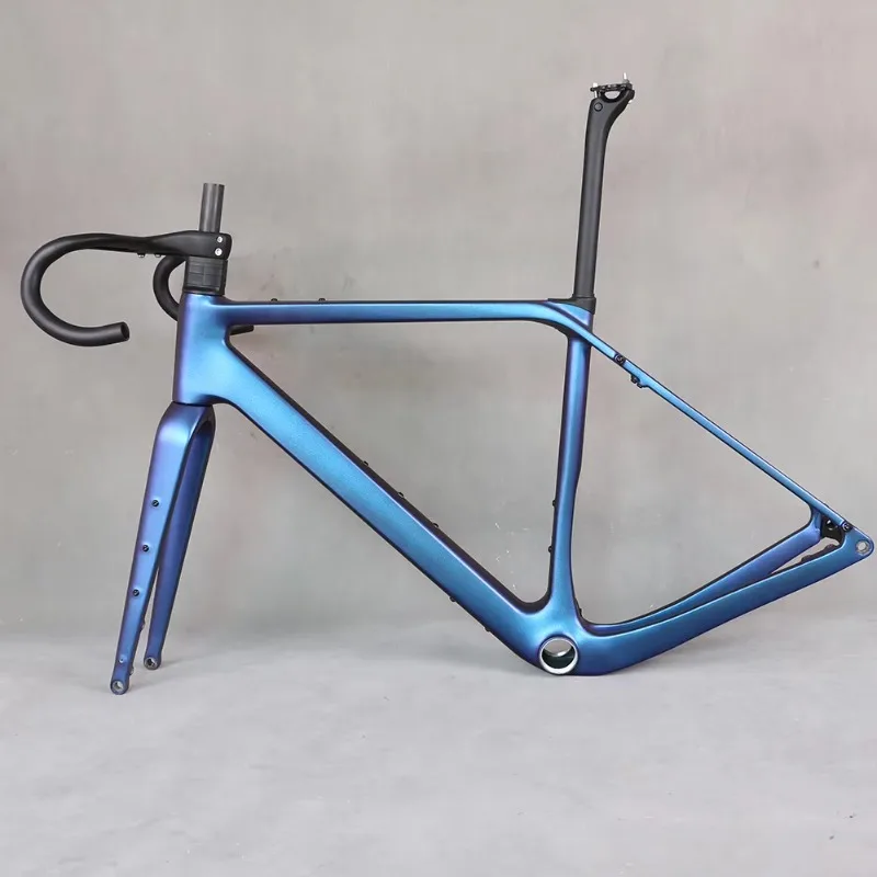 

Carbon Frame Disc Brake Gravel Bike Full Hidden Cable Bicycle Part Carbon Fiber T1000 T4 700X50C Frameset Paint YS3073 GR048