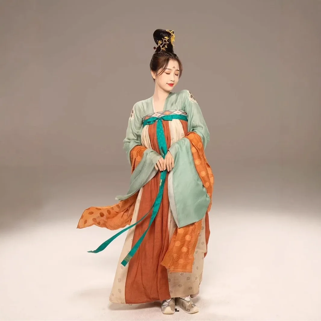 Hanfu original Hantang light textile Hanfu Women's chest-length blouse and ancient costume dress fairy dress ancient style set