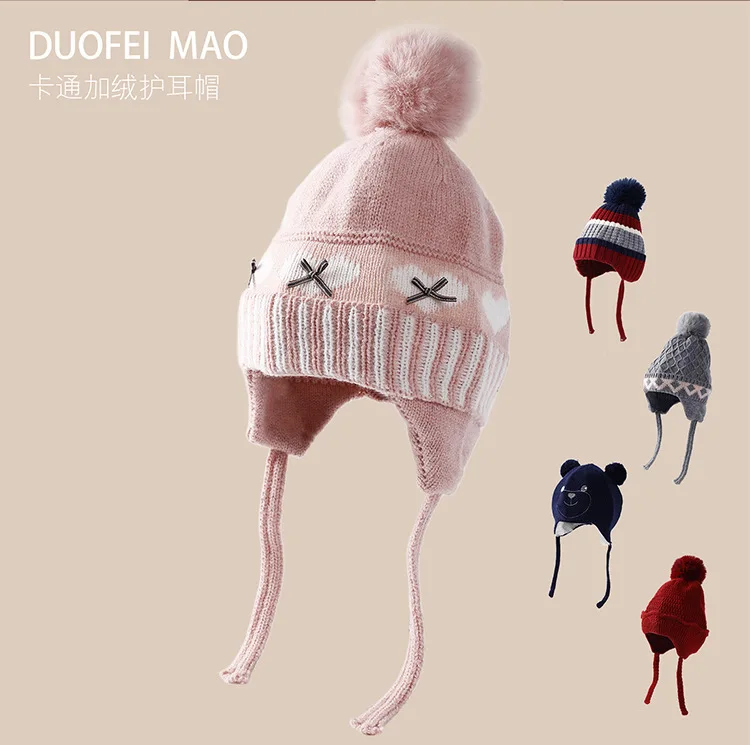 2026 Neues Kinder-Ohrenklappen-Mützen-Schal-Set für Mädchen und Jungen, gestreift, farbig, warme Wintermütze, Schal, Outdoor-Accessoire für Kinder – Detail 2