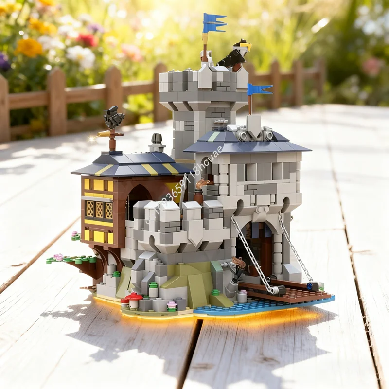 

1068pcs MOC Knights Outpost Alternate Build Creator 3 Model Building blocks Architecture DIY Christmas gifts idea Brick toy Kids