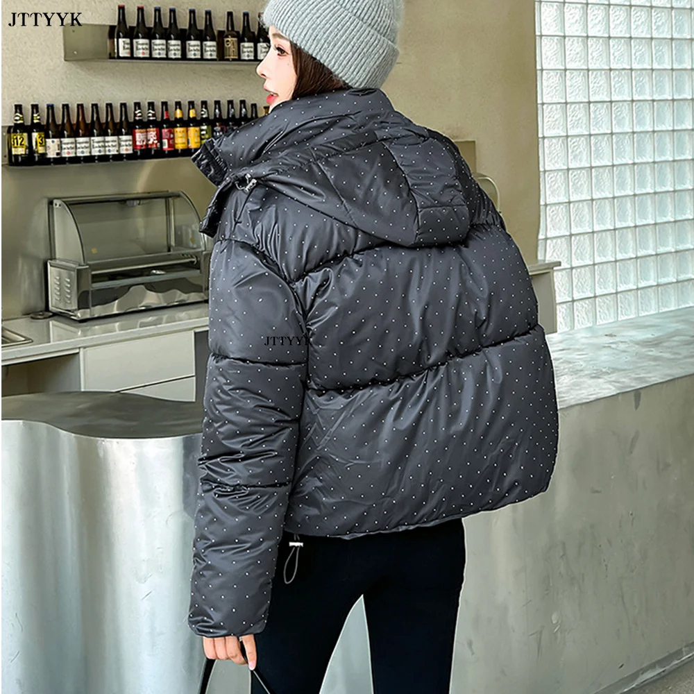 Hooded Women\'s Jacket Winter Female Short Cotton Jacket 2024 New Thicken Warm Parkas Coats Women Clothes Quilting Jacket Tops