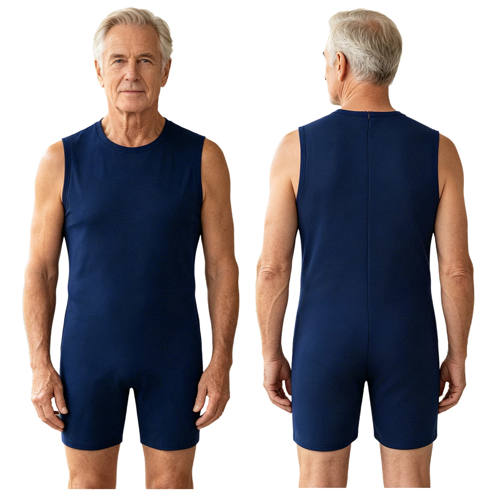 Men Women Special Needs Adaptive Clothing Sleeveless Anti-strip Back Zipper Jumpsuit Sleepwear Homewear for Elderly Alzheimer