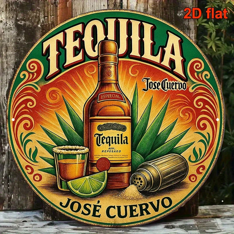 Letrero redondo italiano vintage 'Tequila', letrero decorativo con temática de José Cuervo para bar y restaurante, perfecto como decoración de habitación