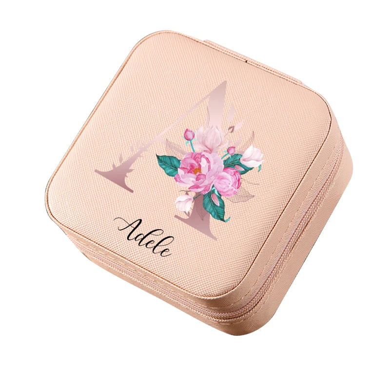 Personalized wedding Box Ring Boxes Travel Jewellery Case Letter with Name Bridesmaid  Proposal Birthday Valentine Gift