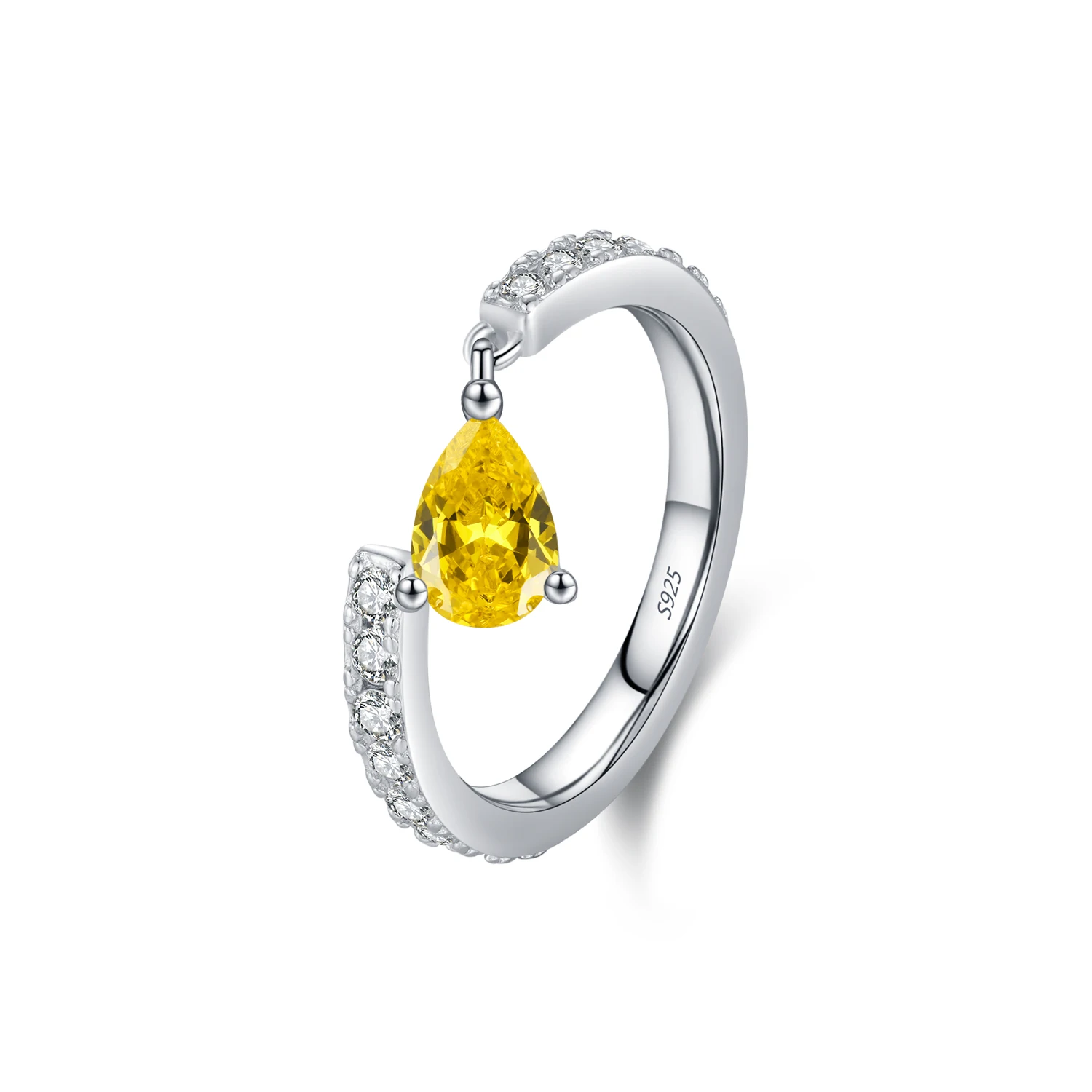 Women's 925 Sterling Silver Adjustable Water Drop Charm Ring