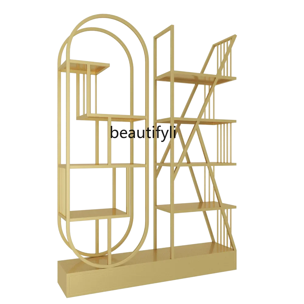 02 Rak Buku Lantai Kreatif Besi Tempa Rak Bunga Berdiri Rak Pajangan Toko Partisi Rak Buku