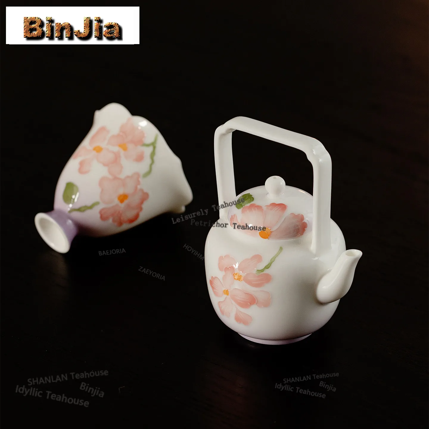 BAEJORIA 110ml Hand-painted Butterfly Orchid Lifting Handle Teapot Zen Tea Infuser Pot Household Tea Maker Kettle Collection Cha