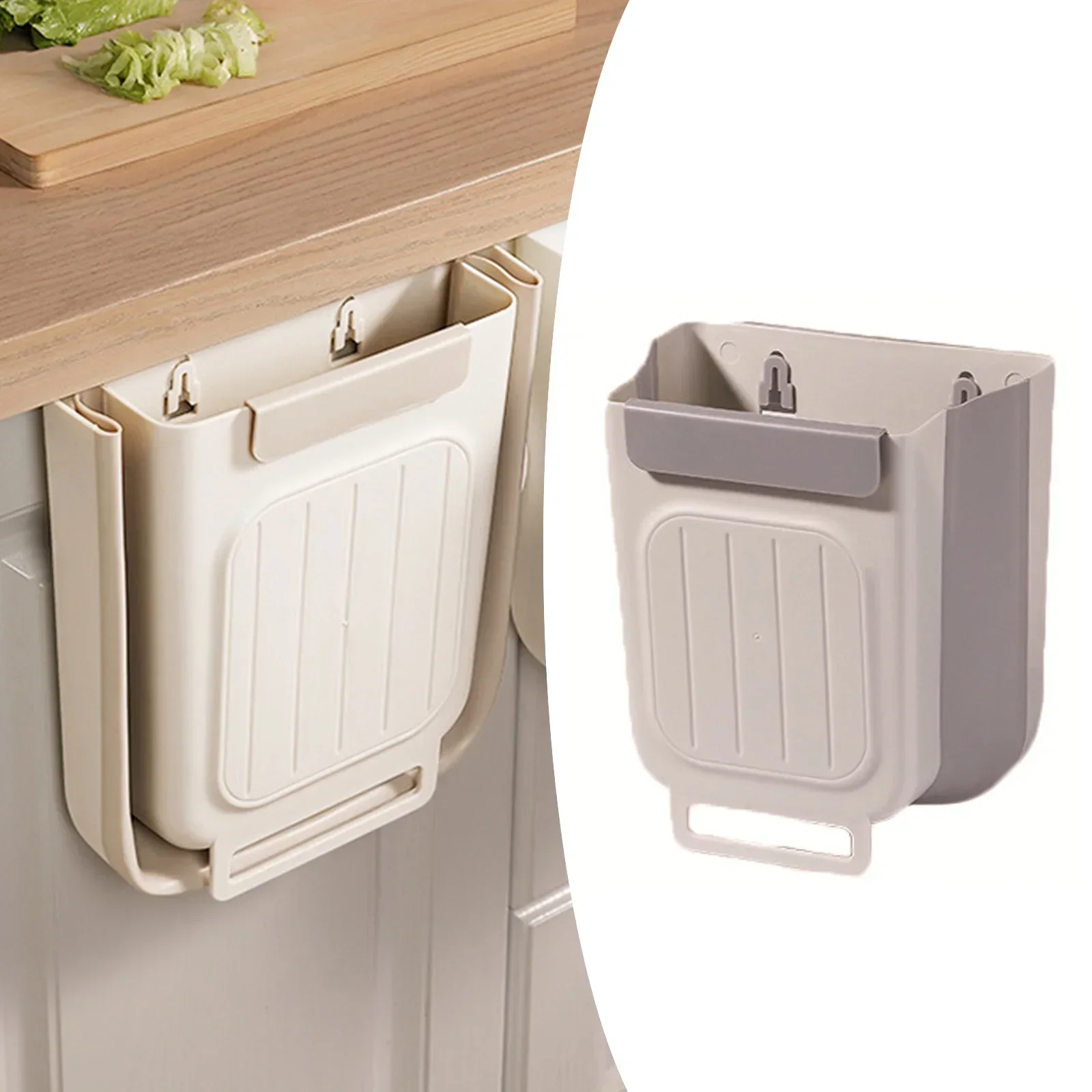 Foldable kitchen garbage bin, household cabinet, hanging garbage storage, non bending, thickened large-diameter garbage storage