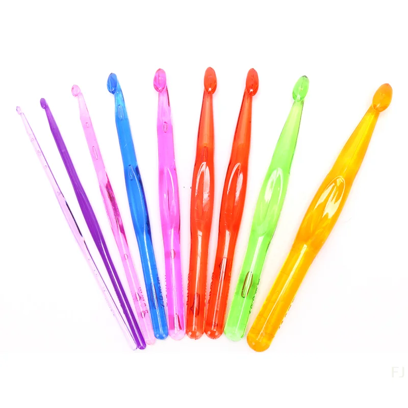 

[YU]9Pcs/Set Crochet Hooks Needles Hook 3mm to 12mm Acrylic Needle Knitting Craft