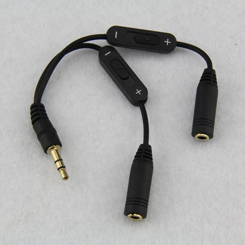 100pcs 3.5mm Male To 2 Female Stereo Jack Audio Y Splitter Adapter Cable With Separate Volume Controls