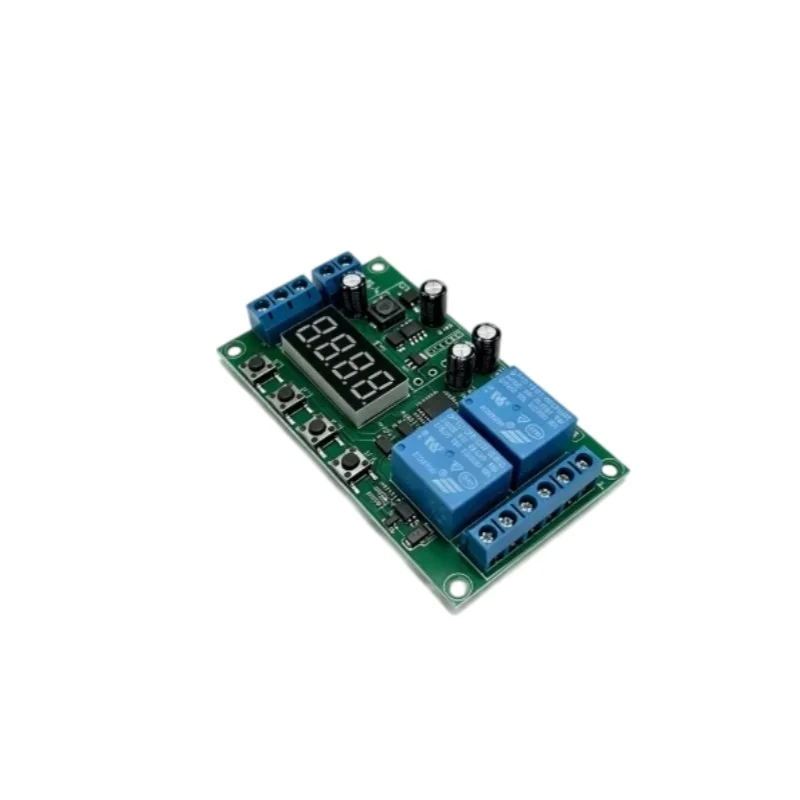 7-30V DC Dual-Channel Delay Timer Relay Module Trigger Pulse Control Cyclic Power-Off Timing 220V AC Switch Board DIY Connect