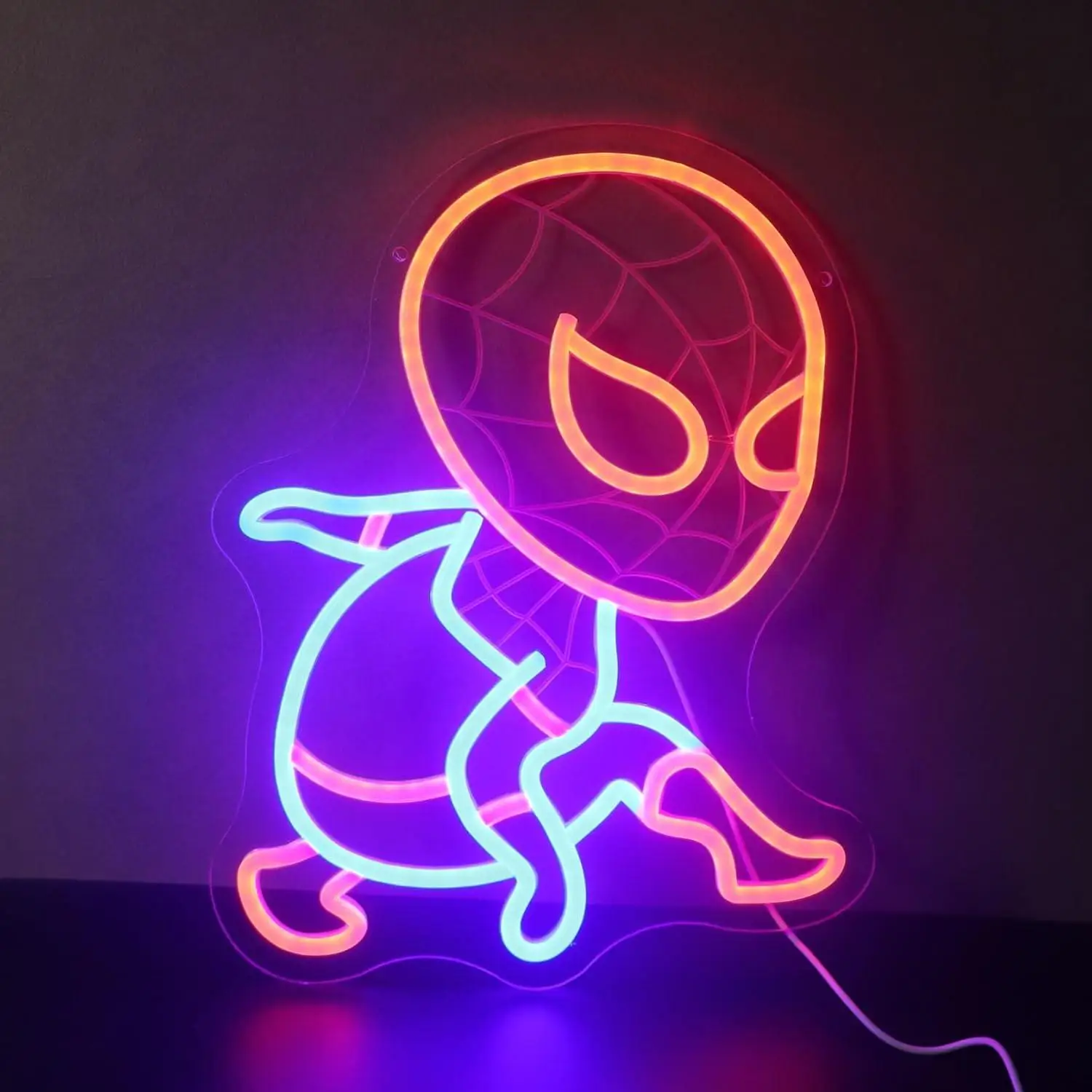

Неоновая вывеска «Человек-паук» с USB-питанием, регулируемая LED-подсветка для игровой комнаты, общежития, детской комнаты, комнаты для девочек, декоративный подарок для фанатов аниме и кино