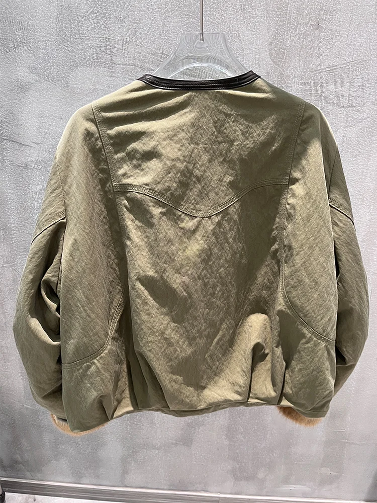 2025, Winter Frauen Warme Gans Unten Jacken Natürliche Echte Muskrat Pelz Kragen Dicke Weibliche Outwear Mäntel