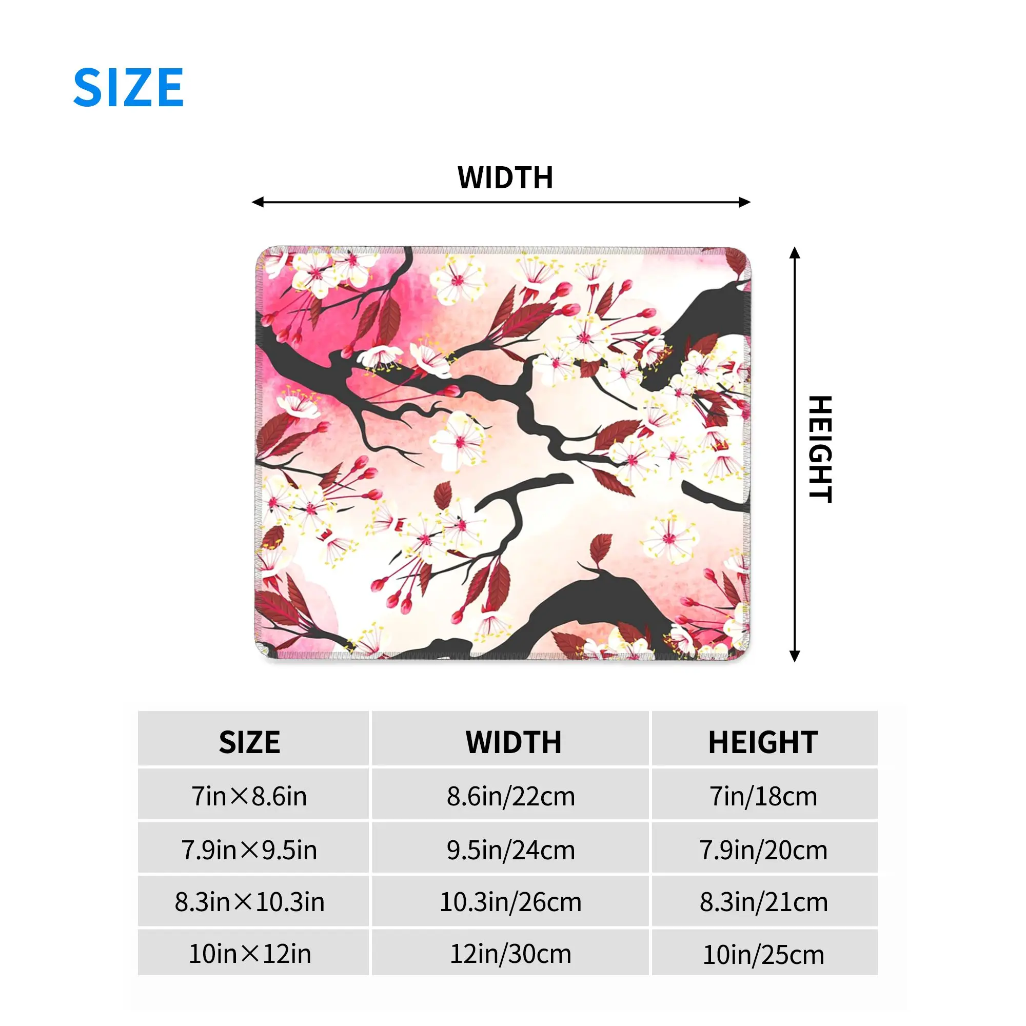 Blooming Sakura Branch Cherry Blossom Japanese Flower Mouse Pad Computer Keyboard Mouse Mat Gaming PC Laptop Desk Mat Table Mats