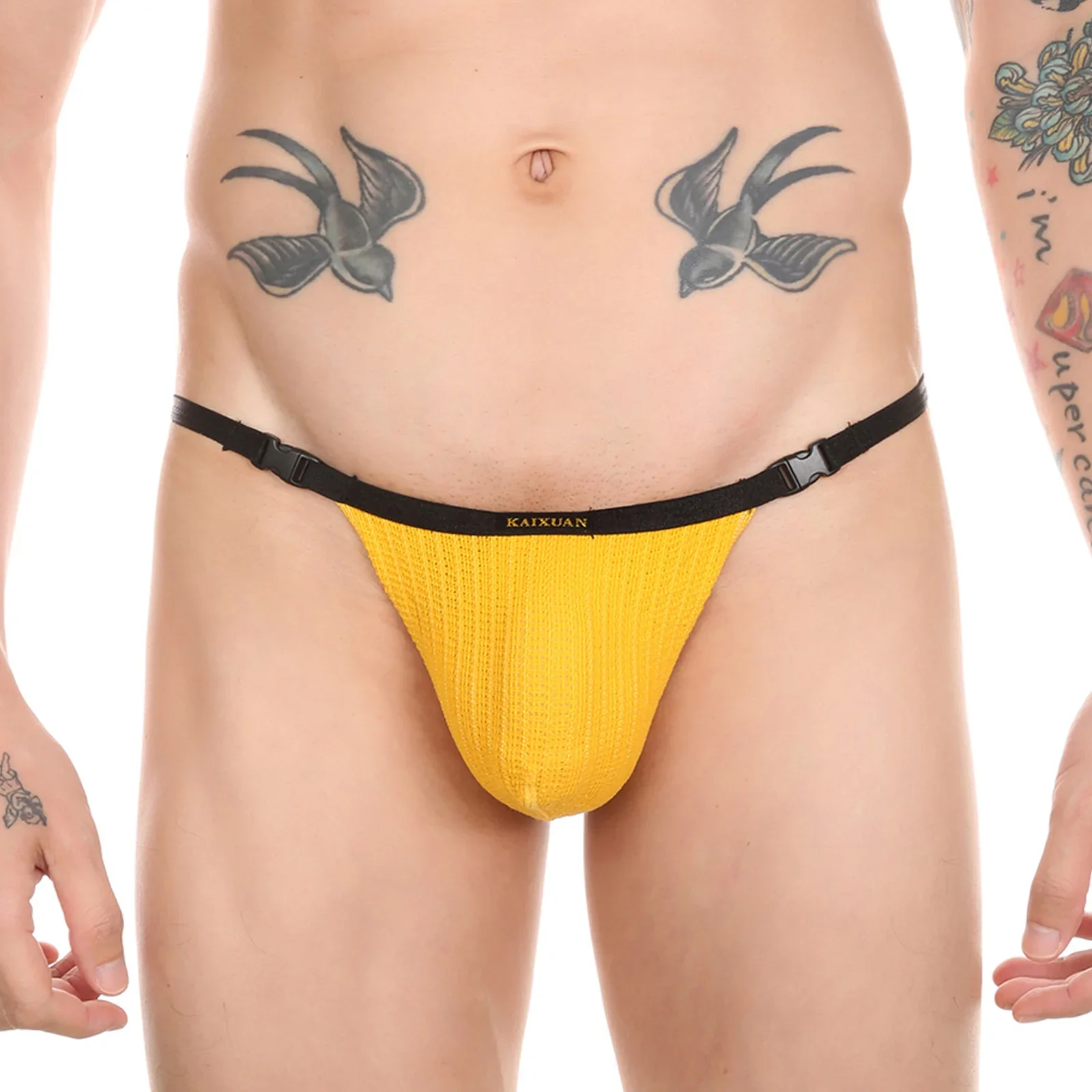 CLEVER-MENMODE Men\'s Panties Sexy Knitted Underwear Bikini Cotton Mini G String Penis Pouch Underpants Buckle Lingerie