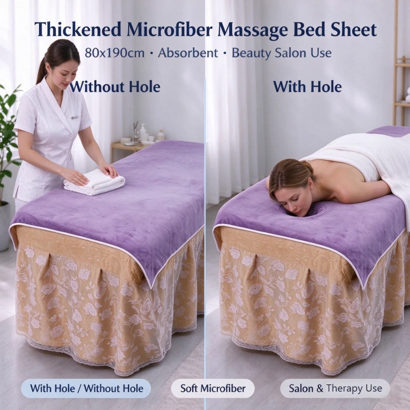 80x190cm Thickened Microfiber Massage Bed Sheet Absorbent Spa Bed Sheet Towel for Beauty Salon Acupuncture Therapy Massage Shop