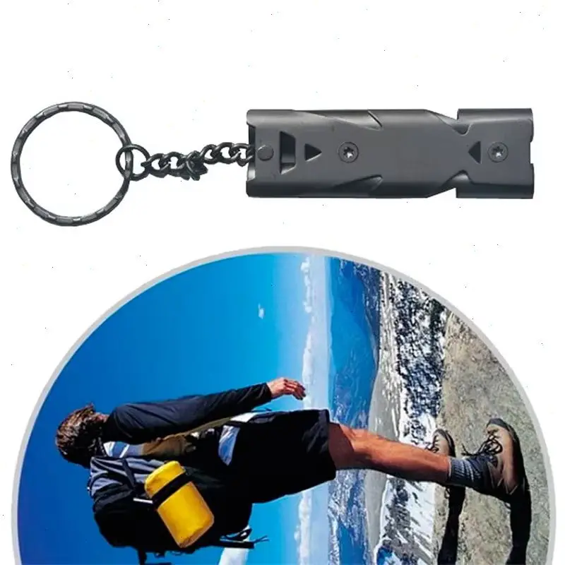Emergency Whistling Double Tube Whistle Lifesaving Emergency SOS Keychain Whistle Keyring for Survival Outdoor Hiking Camping