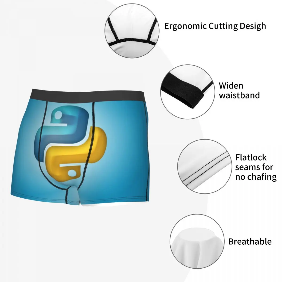 Kustom Programmer pengembang komputer Python boxer celana pendek pria pemrograman Coder celana dalam celana dalam Keren