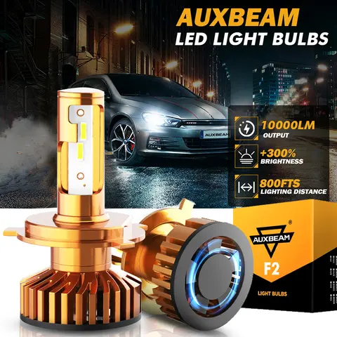AUXBEAM 10000LM 52W LED HeadLight Bulbs H4 H7 H11 9005 9006 6500K Cool White Car Fog Light Bulb F2 Series Head Lamp Bulbs