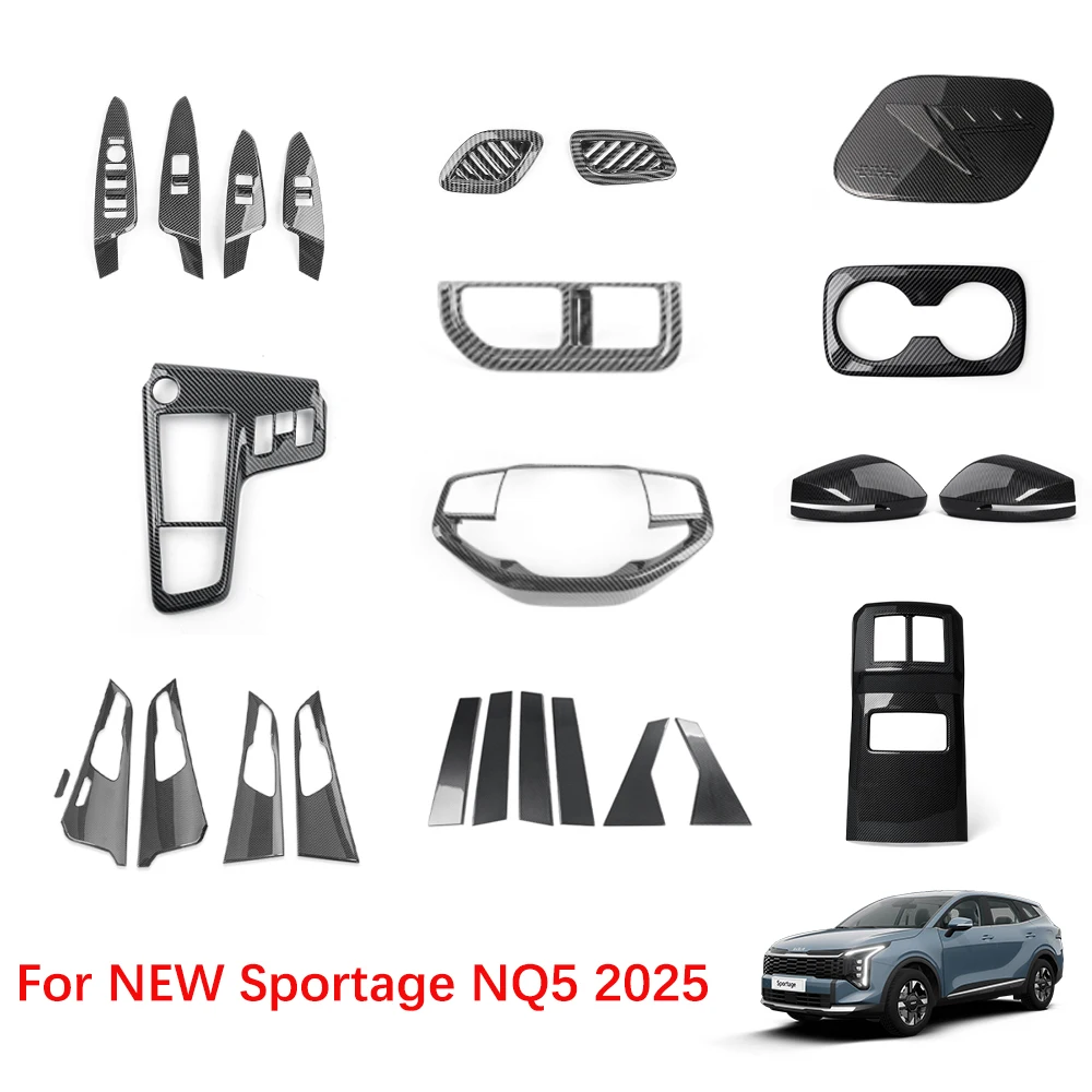 

For Kia New NQ5 Sportage 2025 2026 Accessories Carbon Fiber Central Console Gear Shift Window Button Rearview Mirror Cover Trim