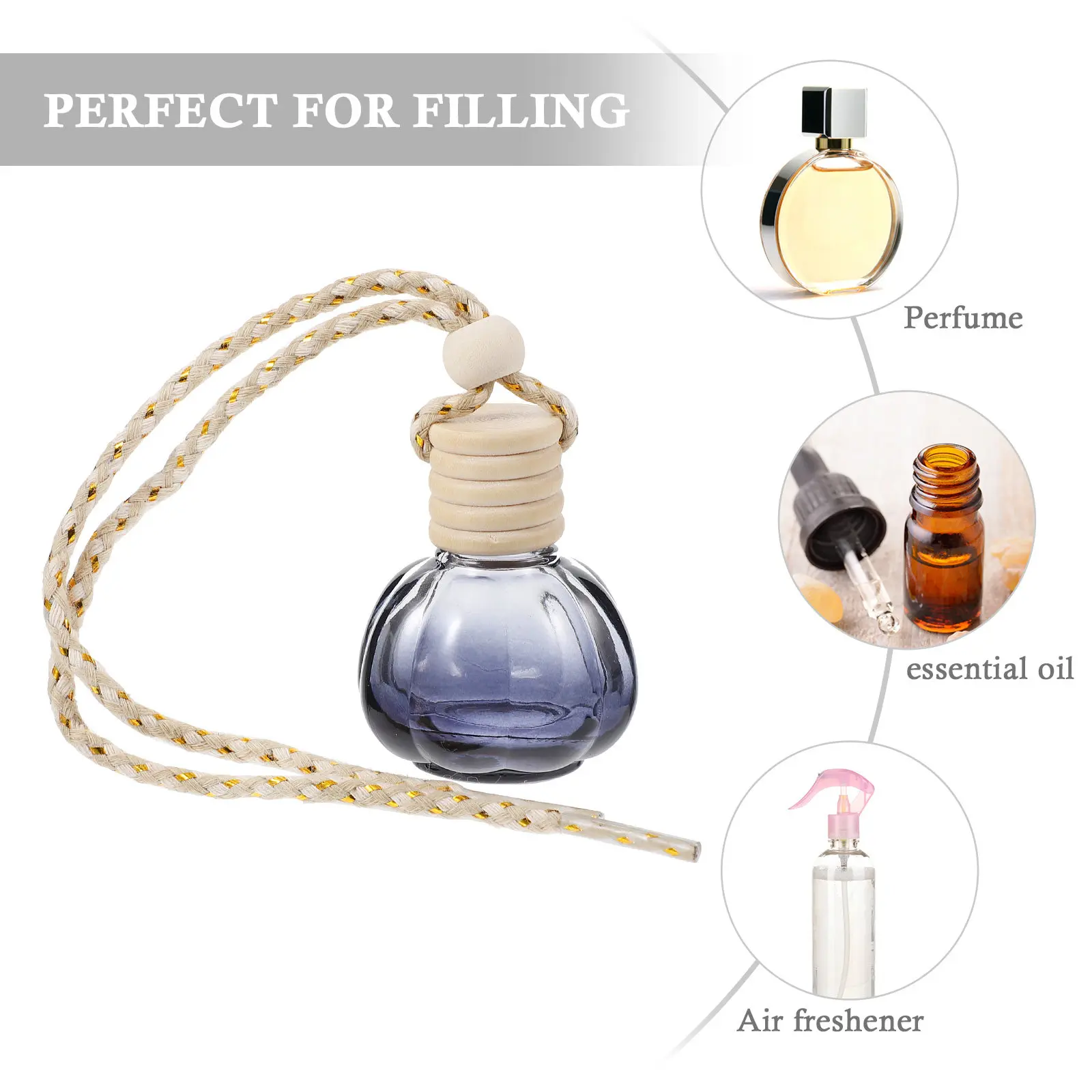 10Pcs Car Hanging Perfume Bottle Empty Aromatherapy Bottles Attractive Colorful Car Pendant Air Freshener Decoration Accessory