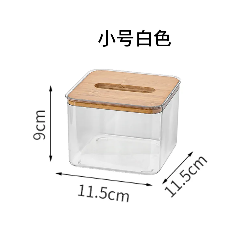 Nordic Minimalist Wooden Tissue Box Cover Holder Organizer Modern Desktop Transparent Rectangular Bamboo Facial Tissue Dispenser