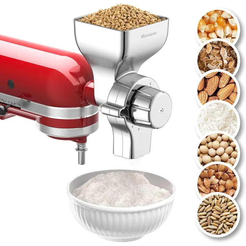 

All Metal Grain Mill Attachment For Kitchenaid Stand Mixer, 12 Levels Flour Mill Grinder for Home, Fit for Grinding Wheat,