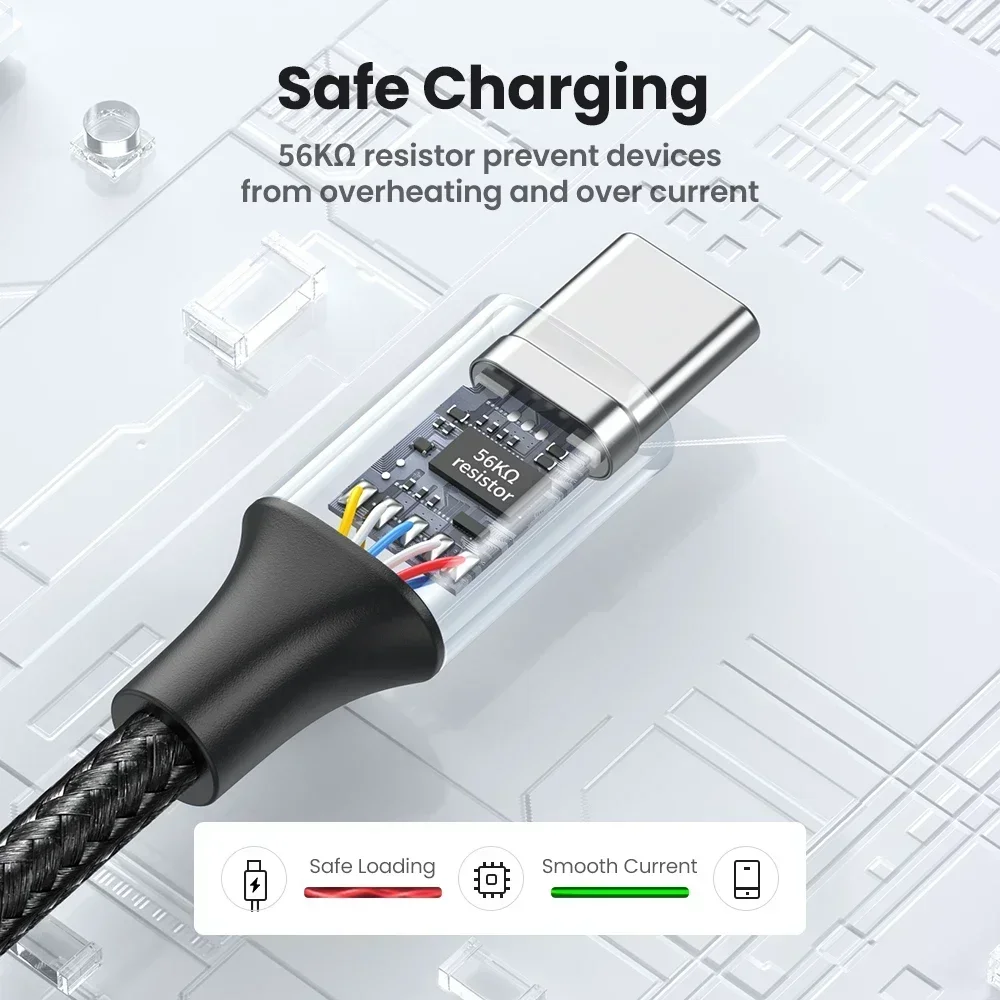 UGREEN Kabel USB Typ C 3A, nylonowa plecionka, 25cm 50cm 1m 1.5m 2m 3m, szybkie ładowanie i transfer danych dla iPhone 16 15, telefonów Android, ładowarka USB C — zdjęcie produktu 5