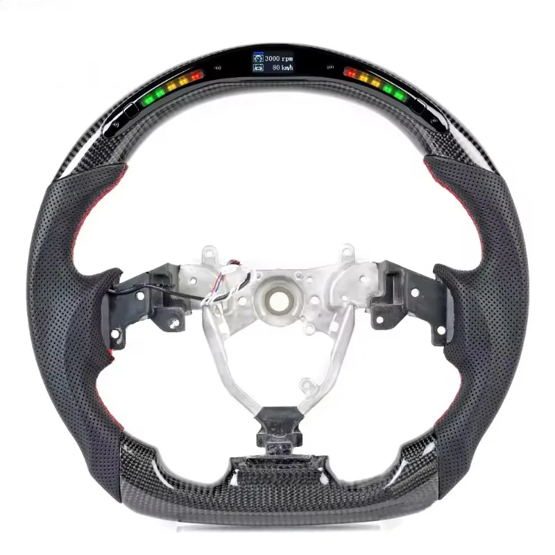 Honeycomb Real Carbon Fiber Steering Wheel LED Speed Display Shift Paddle Racing Car Mod Parts