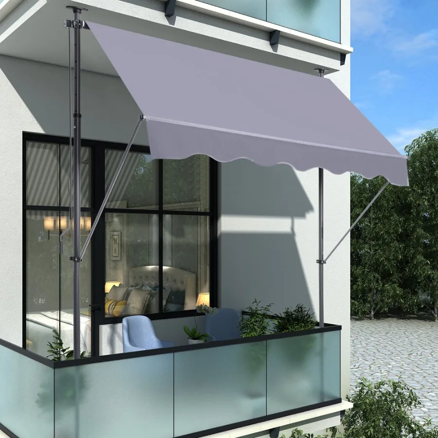 

Manual Retractable Awning118'' NonScrew Outdoor Sun Shade Cover with UV Protection 100 Polyester Made Outdoor Canopy Adjustable