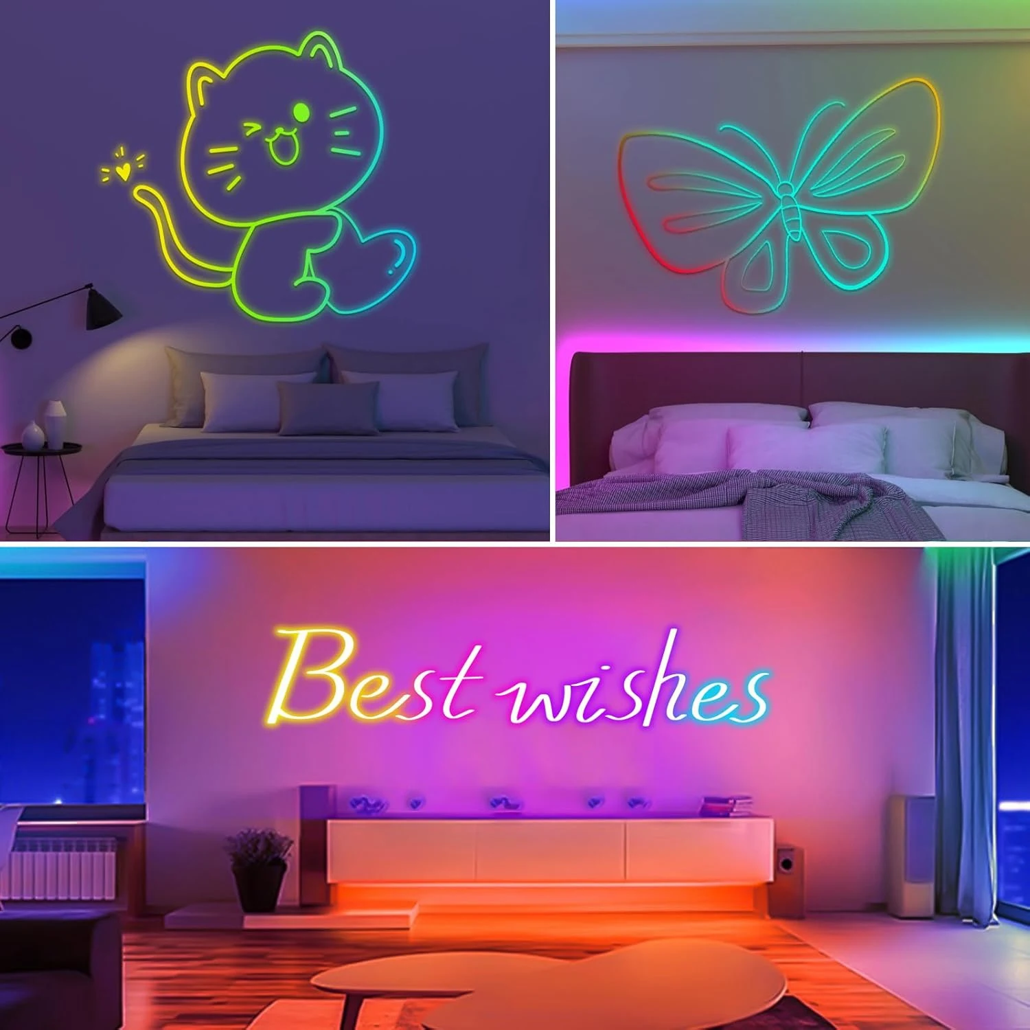 RGB Neon Rope Lights, Flexible LED Neon Strip Lights, Remote Control & Music Sync, Multiple Lighting Modes, DIY Neon Lights for Bedroom, Gaming Room, Outdoor Party Wall Decor 2