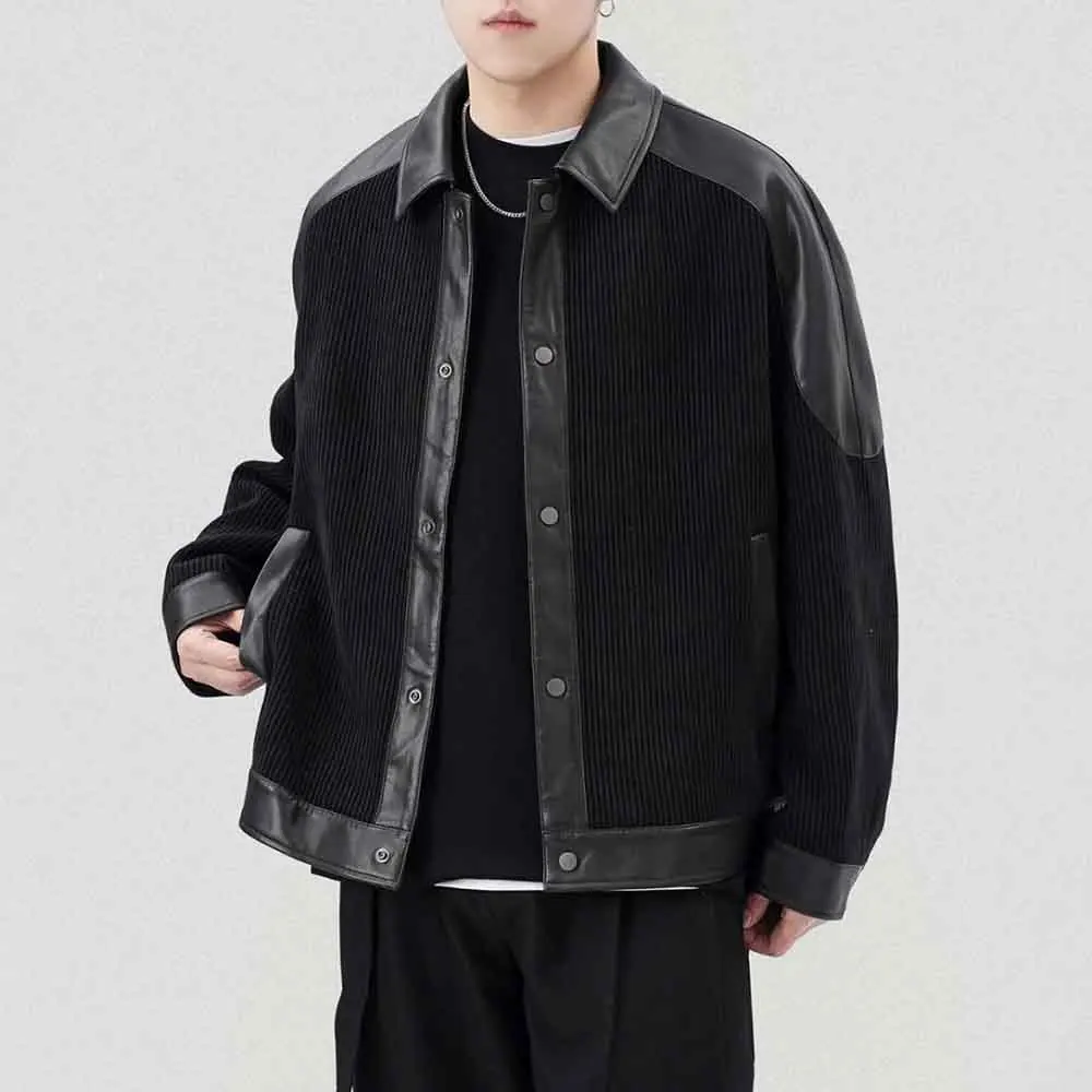 

2025 зимняя новая мужская лоскутная куртка с длинными рукавами, американская ретро-мода, модный уличный хип-хоп, свободный повседневный нишевый мужской топ