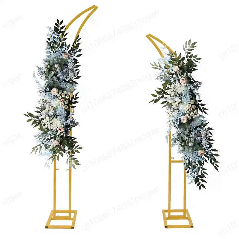 

DIY Metal Curved Wedding Arch Stand with Base Multifunctional Garden Floral Arch Bracket for Graduation Season Parties Sturdy