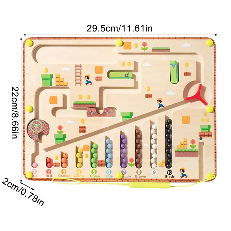 Montessori Color Sorting Games Bead Maze Magnetic Board Game Color Matching Counting Toys Wooden Early Educational Toys Gifts