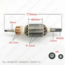 AC220-240V Rotor Anchor Armature for MAKITA 513633-7 HR4001C HR4010C HR4011C Rotor Electric tool parts