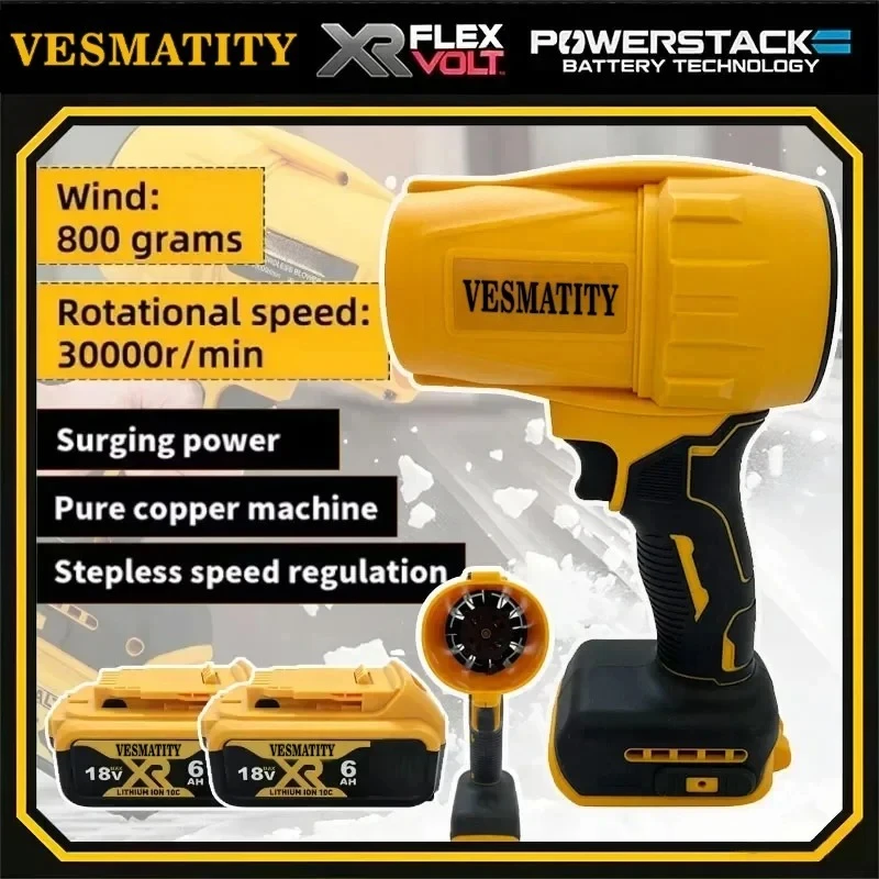 30000RPM Air Blower Cordless Turbo Fan Handheld Violent Fan Dryer Rechargeable Dust Blowing Tool For Dewalt Battery
