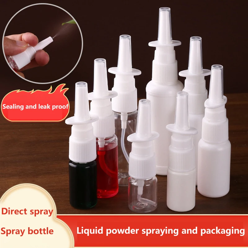 5 pz 5/10/20/30/50 ml Bianco Vuoto Bottiglie di Plastica Spray Nasale Pompa Spruzzatore Nebbia Naso Spray Bottiglia Riutilizzabile Per Medico Packagin