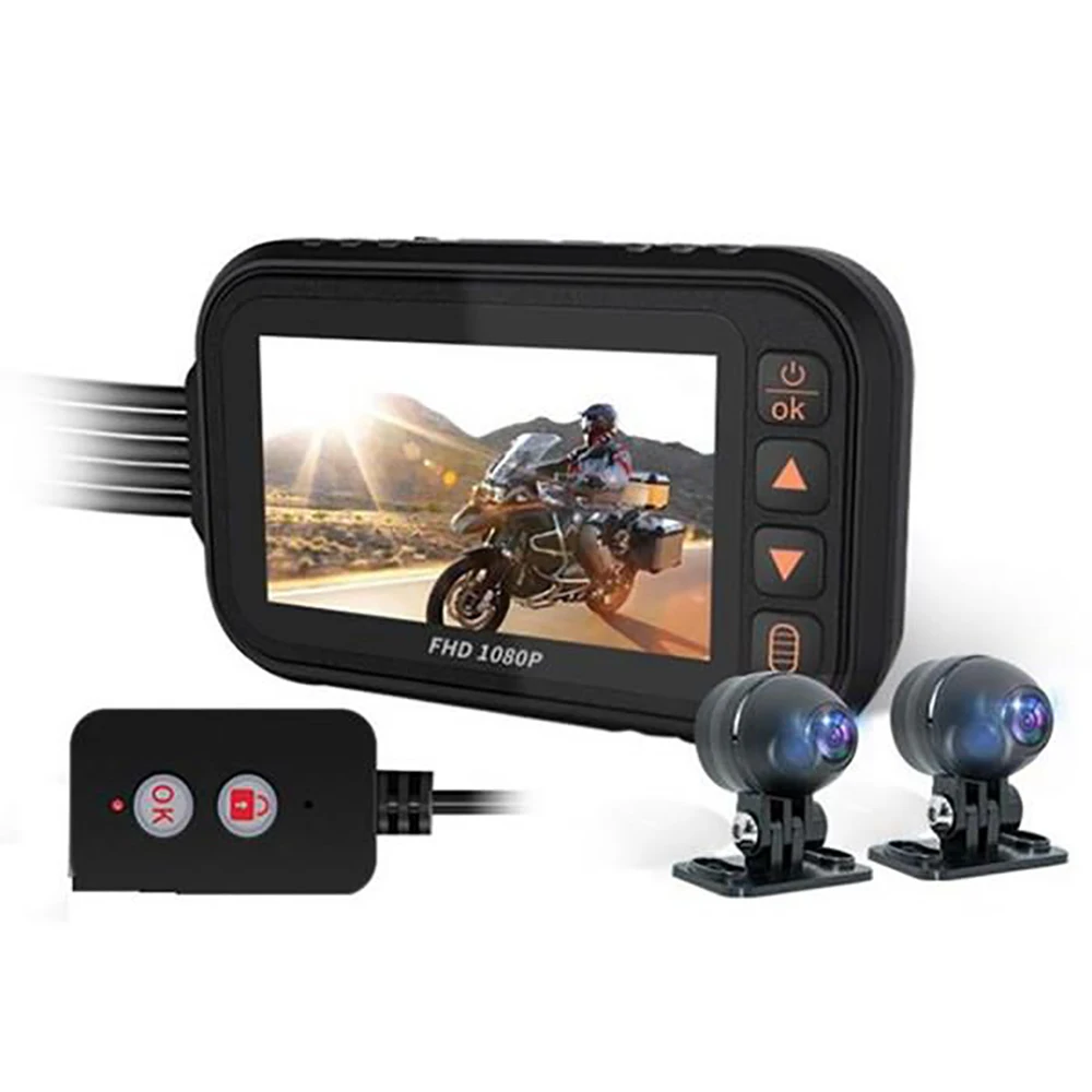 3 Inch Screen Motorcycle DVR Dash Cam HD 1080P+720P Front Rear View Dual Lens Waterproof Camera Moto Video Recorder Box